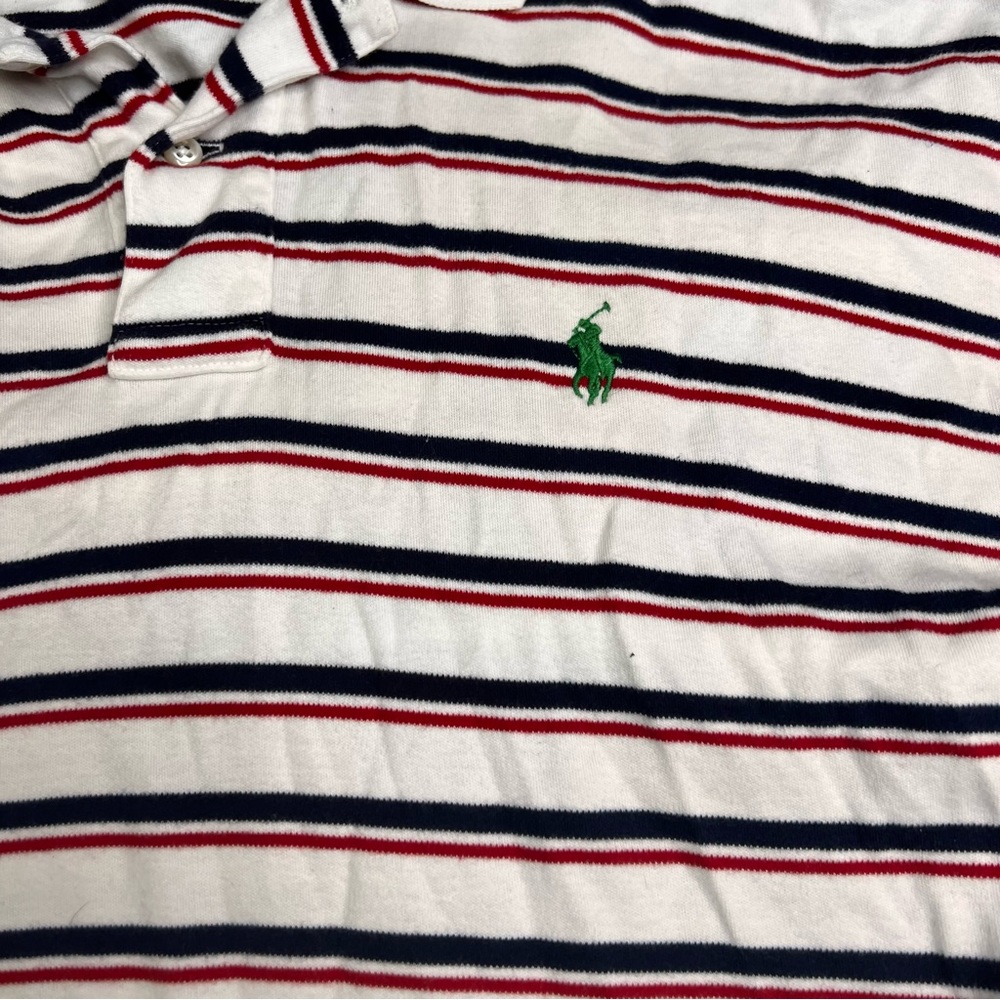 Polo Ralph Lauren Men's Size Large Stripe Classic Fit White & Blue Polo L031222 - Picture 3 of 5